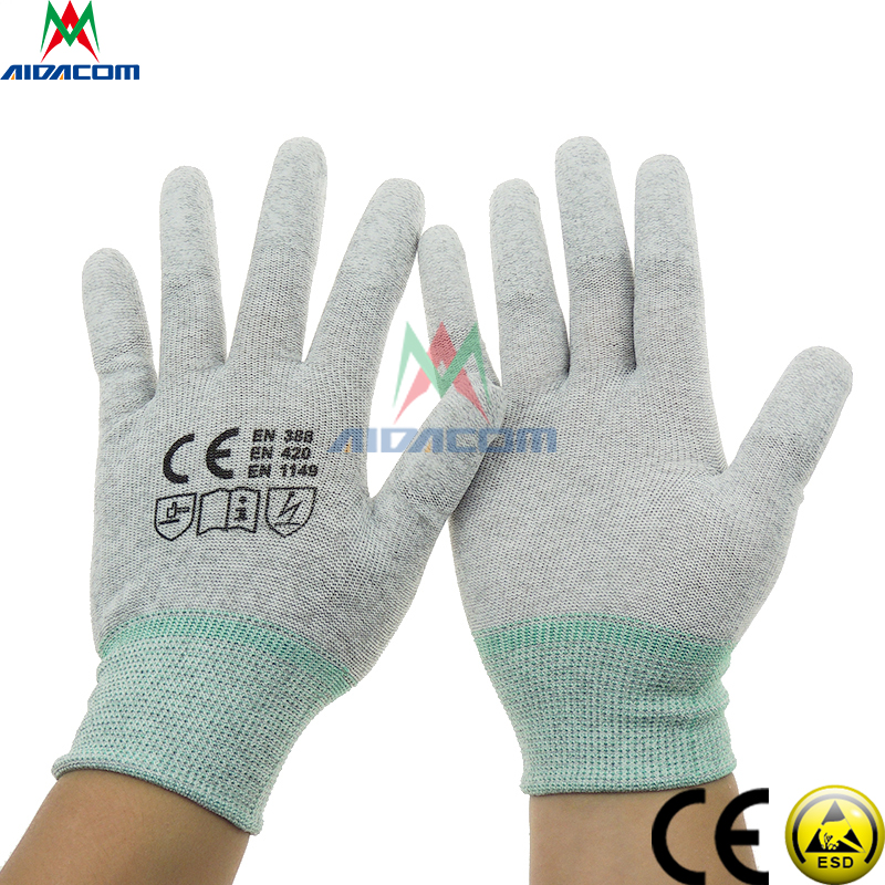 XS XXL Latex Nylon 40D PU Palm ESD Safety Gloves