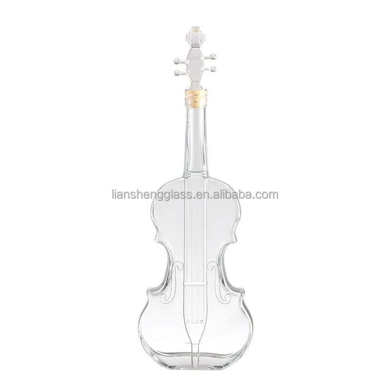 Custom Size Accepted Guitar Shaped Whisky Glass Bottle for Wine
