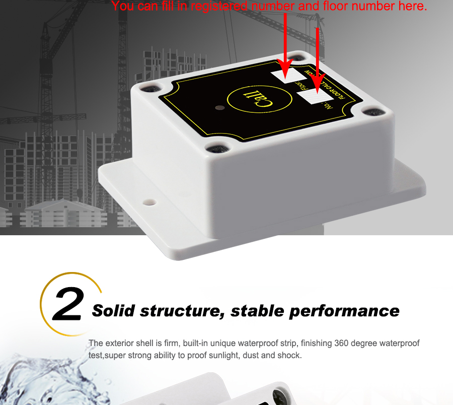 Super sunscreen , dustproof and waterproof 1 key service call button