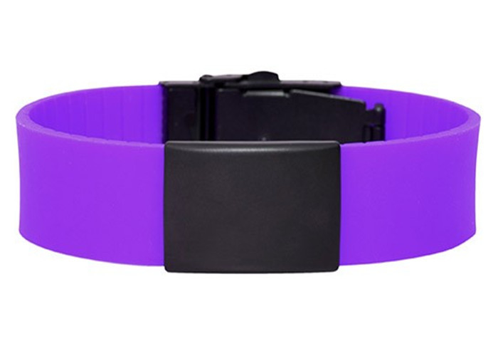 Comfortable SOS Medical ID Bracelet , Silicone Medical Bracelets With Black ID Tag