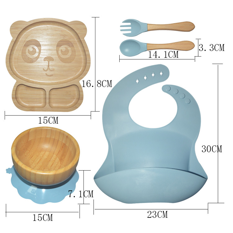Eco Friendly Tableware Bamboo Silicone Baby Plate Divided Suction Plate BPA Free