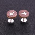 Fashion Black Natural Wood Studs Jewelry Wholesale Wooden Cross Earrings