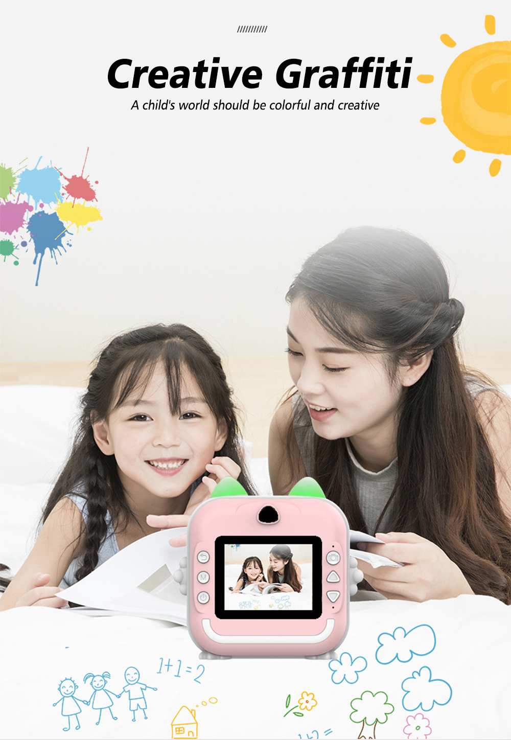 X11S Mini Dual Lens Kids Camera 1080P Bunny Cartoon Children Camera Adorable Toy Kids Selfie Digital Camera As Gift Prize