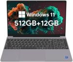 Windows 11 15.6" Full HD Laptop 512GB SSD 12GB DDR4 RAM Intel Jasper Lake N5095