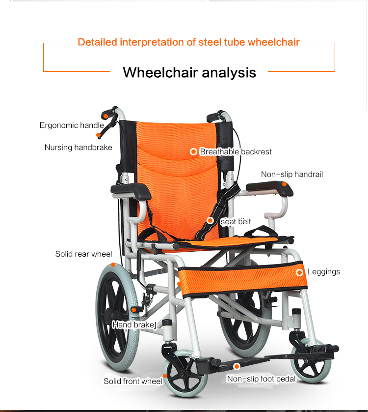 China homemade high quality cheap price wheelchair with two small wheels
