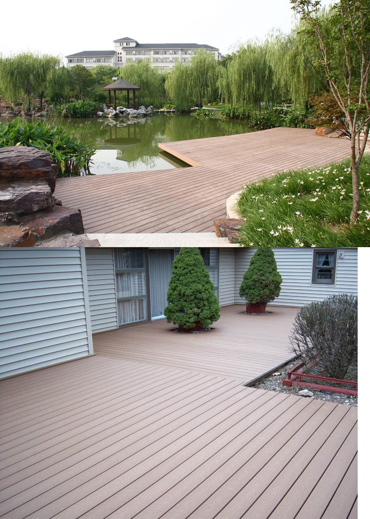 Outdoor Anti-UV Waterproof Plastic Wood Floor with Brushing Finish