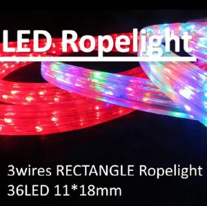 Quality Rectangle 3 wires LED flexible rope light IP44 outdoor/indoor red/yellow/green/blue color wholesale
