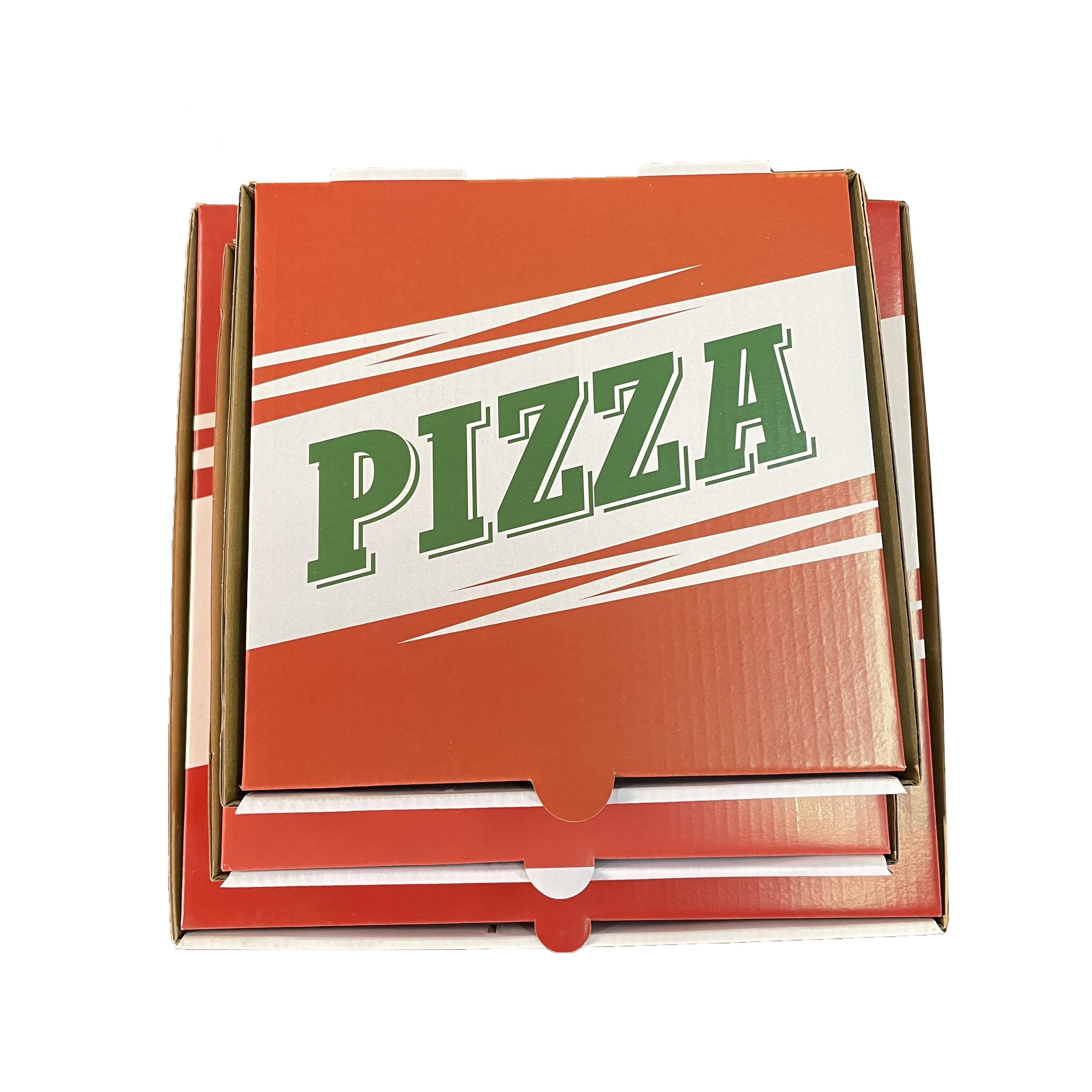 Goods in Stock Wholeasale Corrugated Kraft 8-12 Inch Pizza Box Food Packaging Box with Disposable Lock, MOQ 100PCS