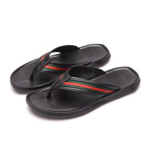 Quality Eco Friendly Men's Plain Black Flip Flops Slide Resistance Long Life Span wholesale