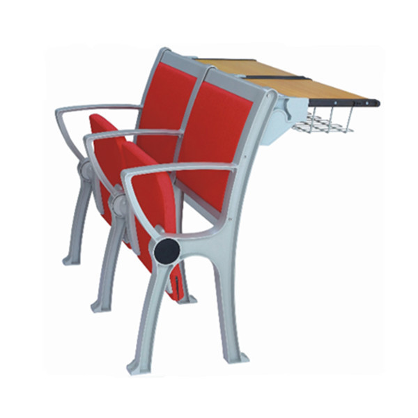 Soft Cushion Aluminum Leg Fireproof Lecture Hall Chair With Desk