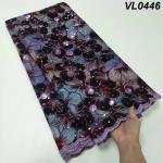 Supoo Good Double Color Flocking Velvet Lace with Sequins Unique Style Wedding