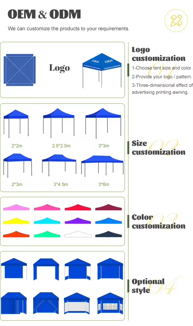 Customizable Food Stall Shelter Canopy Tent Pop Up Trade Show Tents 3x4.5m