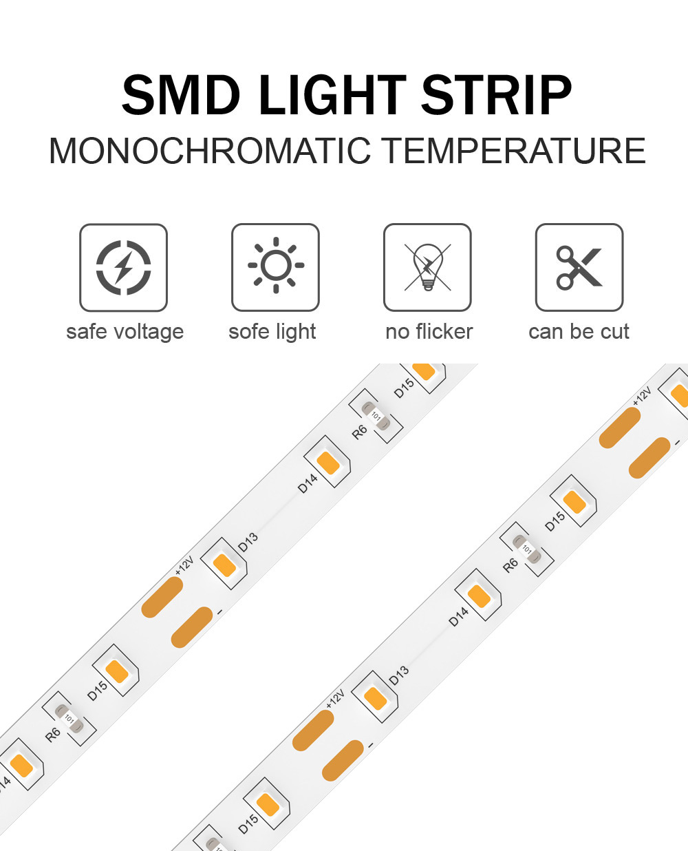 IP20 4100K 180LEDS/M 24v SMD 2835 LED Strip Light for Decoration in Natural White