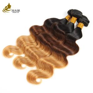 Quality Factory Price Ombre Color 1b/4/27 Brazilian Virgin Hair Body Wave Bundles With Closure wholesale