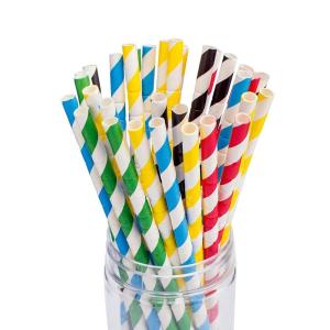 Quality Water Resiatant Assorted Paper Straws Striped Color 0.25 Inches Outer Diameter wholesale