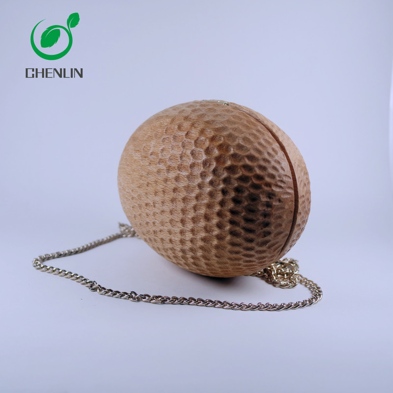 Smooth Hand Carved Wooden Clutch Bag Spacious Design for Ladies