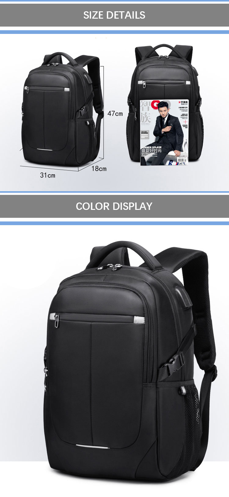 OEM Oxford Casual Business Travel Backpack Bag Fashion Waterproof Large Laptop Bags