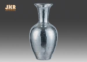 Quality Fiberglass Table Vase Silver Mosaic Glass Vases For Artificial Flowers Home Decorations wholesale