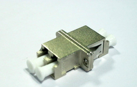 Fiber optic adapter LC duplex Metal housing adapter with flange two pieces zinc alloy