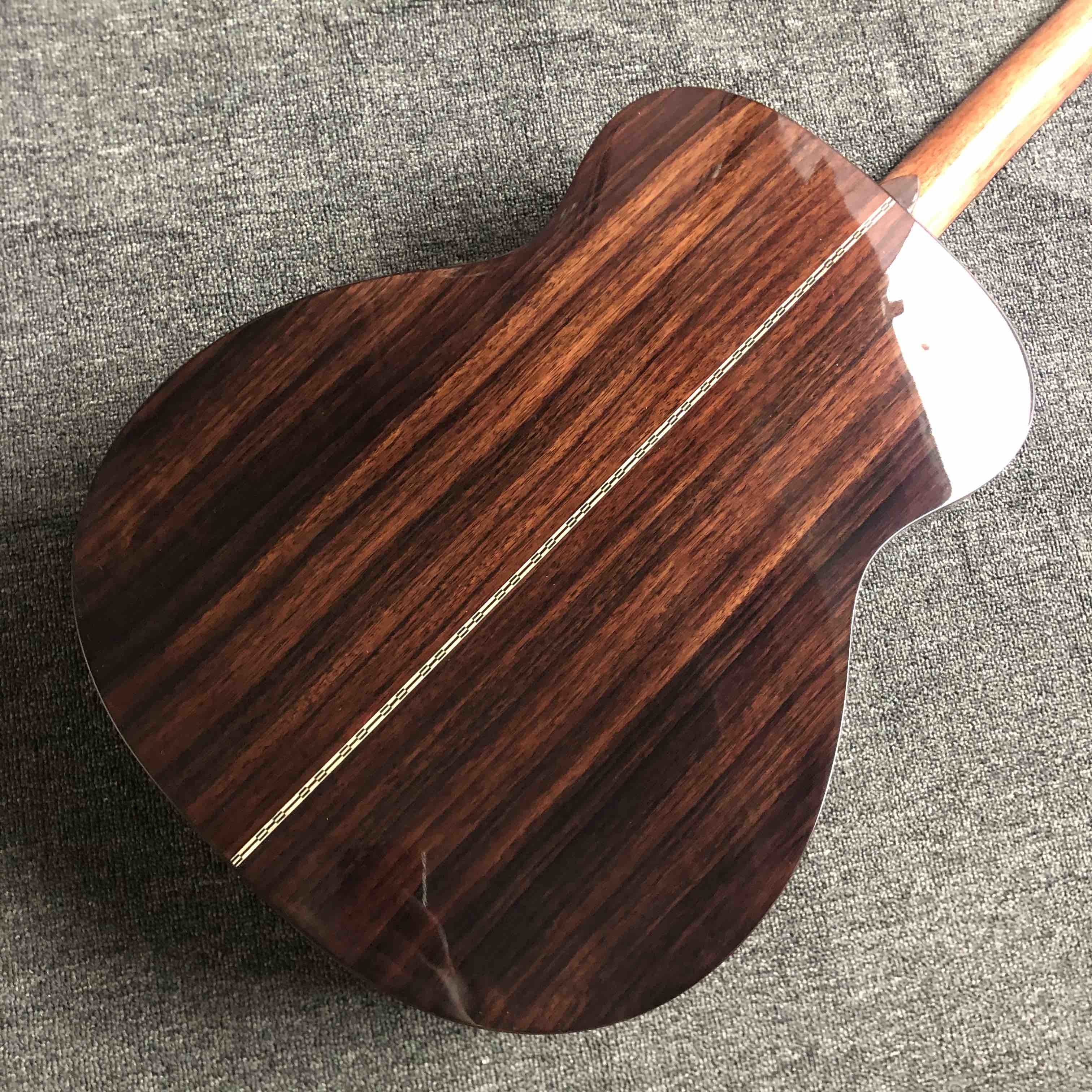 Custom AAAA All Solid Spruce Wood OM Style Body Ebony Fingerboard Fishbone Binding Acoustic Guitar