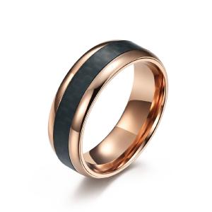 Quality Natural Rose Gold Plated Ring Wedding Men Stainless Steel And Carbon Fiber Ring wholesale