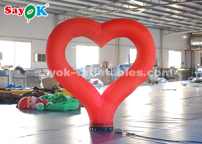 190T Nylon Cloth Red Heart Inflatable Lighting Decoration For Valentine 's Day