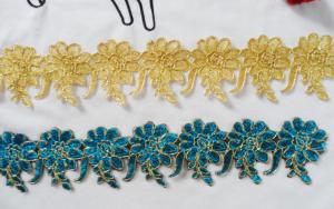 Quality Gold Wire Embrodery Lace Edge with Cord Embroidery Lace Trim wholesale
