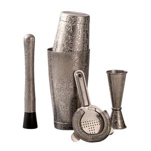 Quality five piece Stainless Steel Homeware brushed silver Professional Mixology Set wholesale