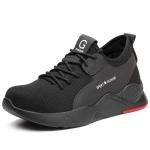 Black Men'S Casual Steel Toe Work Shoes , Sports Safety Shoes With Knitted