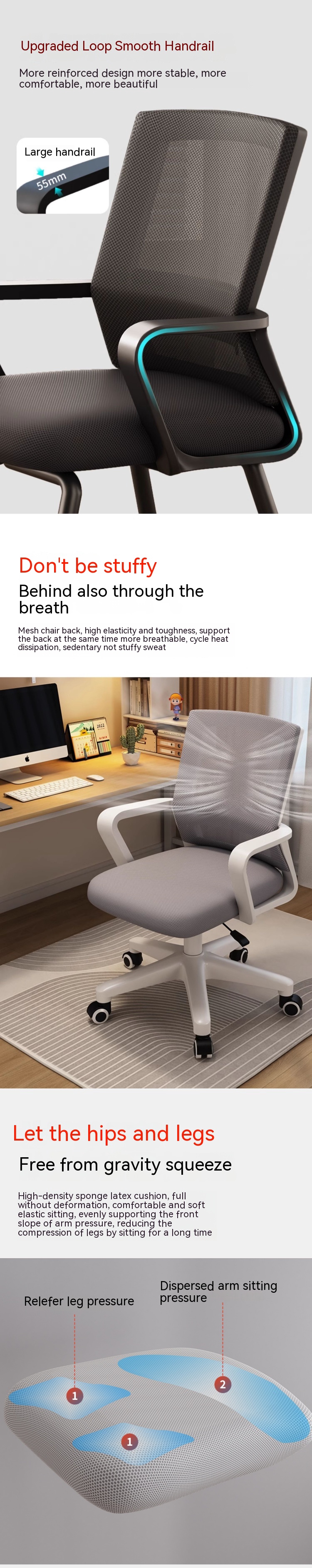 Ergonomic High Back Mid Back Breathable Mesh Chair Style for Home Office and Gaming