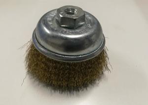 Quality Fast Removal Paint Crimped Wire Cup Brush / Brass Wire Brush Wheel 75MM OD wholesale