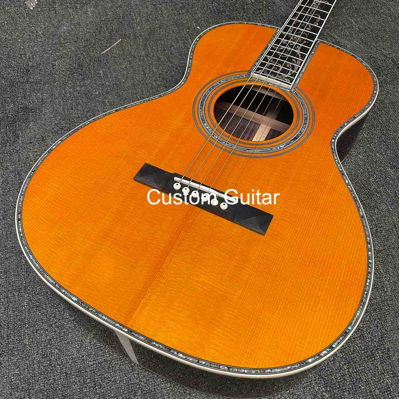 39" Solid Rosewood Back Side Acoustic Guitar Ebony Fretboard Abalone Inlays in Yellow Painting