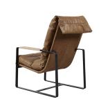 Light Brown Leather Upholstered Chair , Modern Leisure Chair Thick Steel Frame