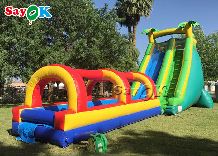 Inflatable Bouncy Slides Water Slide Bounce House Backyard Double Lane PVC Jungle Inflatable Stair Water Slide With Pool