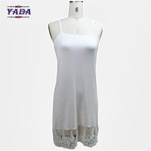 Quality Fashion casual spaghetti strap girls lace slip mature women 100% cotton white dress in cheap price wholesale