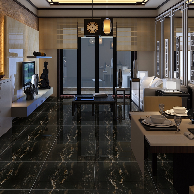 Glazed Black Highlighter Tiles for Kitchen and Bathroom Walls 300x300 Porcelain Z Black