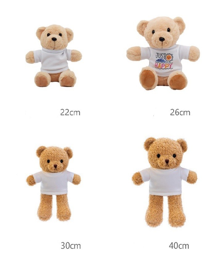 DIY Custom Stuffed Toy Sublimation Blank Teddy Bear Plush Toy With Printable White T Shirt