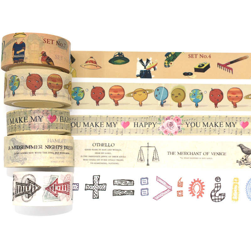Japanese Washi Masking Tape Anti UV Colorful Art Design Width 30mm Decorative Washi Tape