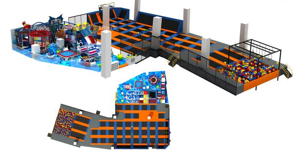 623M2 China Supply 2017 Giant Children Indoor Amusement Trampoline Park with