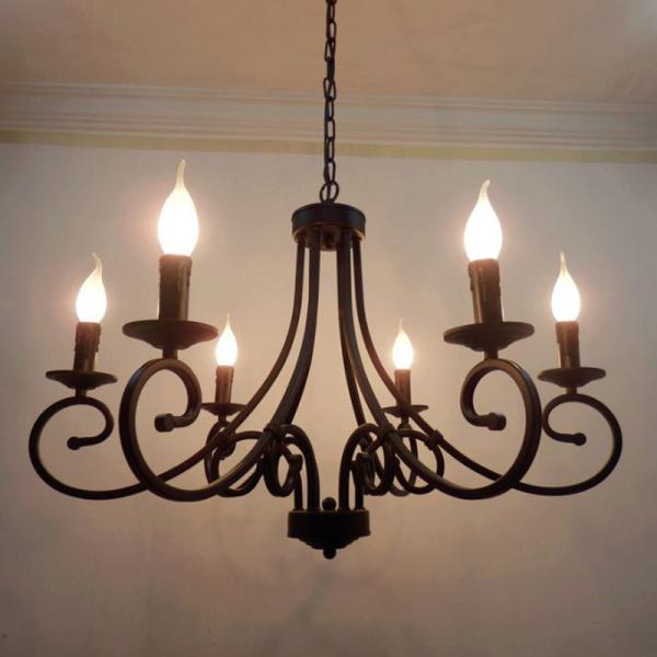 American retro chain chandelier black iron candle light 6 8 lights for dinning