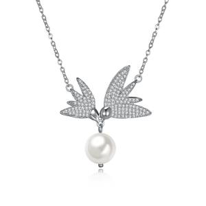 Quality 10mm Freshwater Pearl Butterfly 14.7'' 6.1g Chain Sterling Silver Jewelry Necklaces wholesale