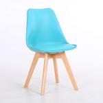 Natural Solid Wood Legs PP Plastic Dining Room Chairs With Cushioned Pad