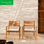 Modern Style Outdoor Furniture Wood Dining Chair Set with Waterproof Upholstery