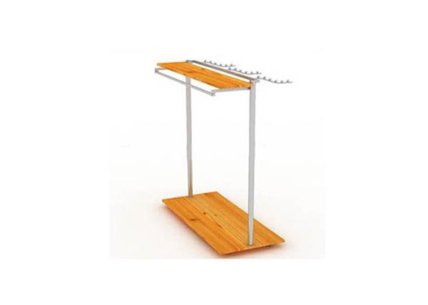 Practical Wooden Garment Display Stand Space Saving Sliver Metal Hanging