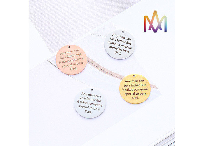 25mm Round Shaped SS304 Pendant Engraved Bracelet Charms