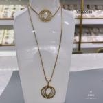 18k Gold Rhinestone Stainless Steel Jewelry Set Circle Overlap Necklace And