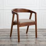 Modern Solid Wood Chairs Dining Furniture With Leather Seater And Armrest