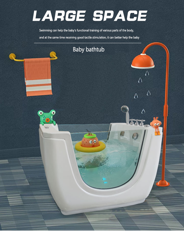 Baby Spa Center Use Freestanding Small Size Acrylic Swimming Massage Bubble Baby Spa Whirlpool Bathtub With LED Lights