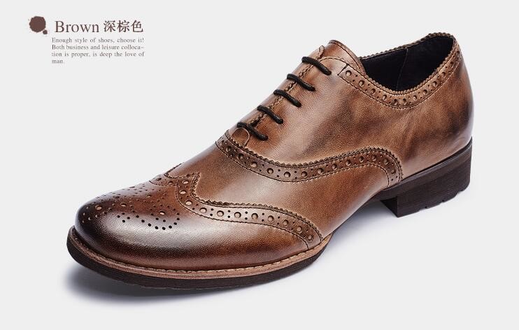 Soft Mens Leather Casual Shoes Comfortable \ Durable Lace Up Brogue Shoes