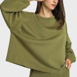 Green Plus Women Hoodies Yoga Sports Tops With Elastic Cuffs Winter Long Sleeve